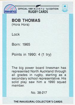 1991 Regina NZRFU 1st Edition #38 Bob Thomas Back